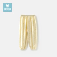 aqpa 婴儿夏季纯棉防蚊裤幼儿长裤男女宝宝裤子 黄色 73cm
