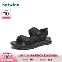 hotwind 热风 2024年夏季男士时尚凉鞋 01黑色 44