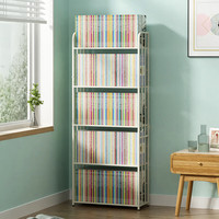 SOFS 书架落地客厅置物架书本收纳架子铁艺书柜简易卧室床头小书架 白色/5层