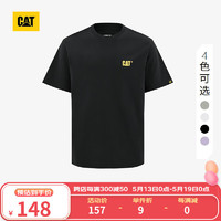 CAT卡特24春夏男户外棉感舒适经典logo印花圆领短袖T恤 黑色 S