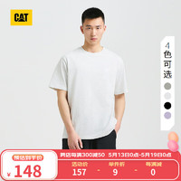 CAT卡特24春夏男户外棉感舒适经典logo印花圆领短袖T恤 灰色 S
