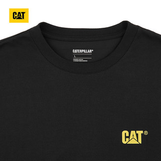CAT卡特24春夏男户外棉感舒适经典logo印花圆领短袖T恤 黑色 M