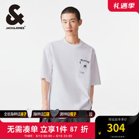 杰克·琼斯（JACK&JONES）夏季时尚个性字母刺绣oversized版型短袖T恤男士224201273 A06本白色 常规 A06本白色 170/92A/S