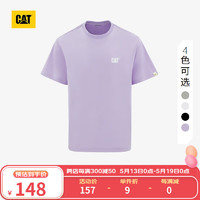 CAT卡特24春夏男户外棉感舒适经典logo印花圆领短袖T恤 紫色 S