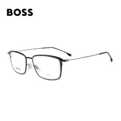 HUGO BOSS 雨果博斯 防蓝光男女款黑色钛镜框银色镜腿光学眼镜架眼镜框 1197 KU0 56MM