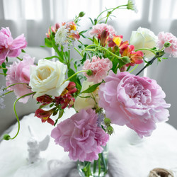 京東鮮花 粉色芍藥白玫瑰百合花束5.19-5.21收情人節520禮物送女友送老婆