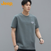 吉普（JEEP）短袖男士T恤夏季宽松凉感圆领休闲运动透气衣服男装 灰色 XL 