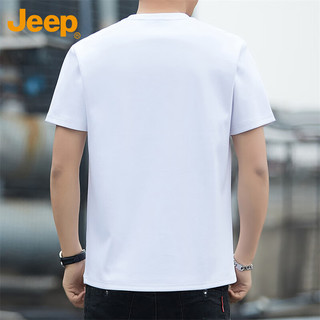 吉普（JEEP）短袖男士T恤夏季纯棉宽松潮流凉感休闲运动衣服男装 白色 L 