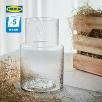 IKEA 宜家 KONSTFULL孔思福花瓶毛玻璃绿色褐色透明玻璃现代简约