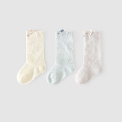Tongtai 童泰 嬰兒襪子春夏薄款寶寶寬口不勒網眼長襪兒童寬口中筒襪3雙裝
