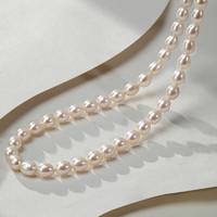 KEER 千葉 珠寶 銀S925白色天蠶珠珍珠項鏈 白色高亮細微瑕/7-8mm 鏈長約40cm
