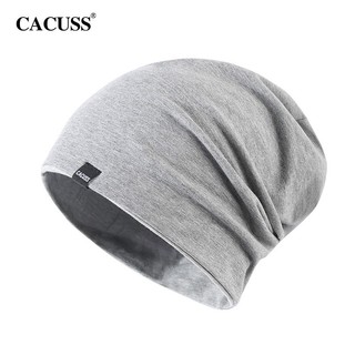 CACUSS帽子男棉包头帽套头帽月子帽空调帽双面深灰浅灰中号 深灰拼浅灰中号