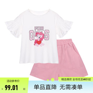 小马宝莉女童洋气短袖套装2024中大童女孩夏季儿童t恤休闲短裤2件套 粉色 140