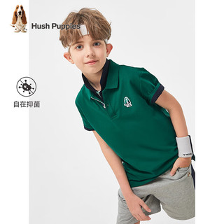 暇步士（Hush Puppies）童装男童2024夏季短袖POLO衫轻薄舒适百搭短袖 宝蓝 140cm