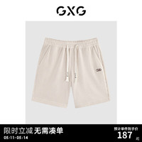 GXG男装2024年夏季休闲撞色绣花直筒五分裤短裤男 米色 165/S