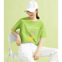 MIZIQI 米子旗 夏季纯色印花百搭女式上衣圆领短袖t恤