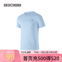 SKECHERS 斯凯奇 男子针织运动短袖吸湿健身T恤衫P223M125 羊绒蓝/00F5 S