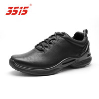 3515 强人新式备勤训练鞋休闲皮鞋男轻便透气执勤运动跑步鞋 黑色 42