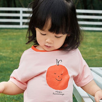 mobami 摩芭米 童装男童女童短袖夏季薄款卡通印花橙子纯棉吸汗T恤 橙色 120cm