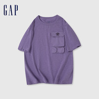 Gap 盖璞 男女款logo工装口袋圆领短袖T恤 876998 紫色 L