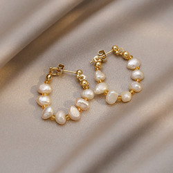 KOSE 高絲 巴洛克淡水珍珠耳環耳飾設計感耳釘韓版時尚氣質網紅925銀針耳墜