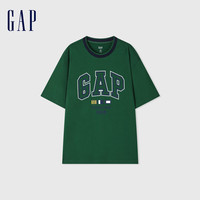 Gap 盖璞 男女款亲肤撞色logo印花短袖T恤 465443 绿色 M