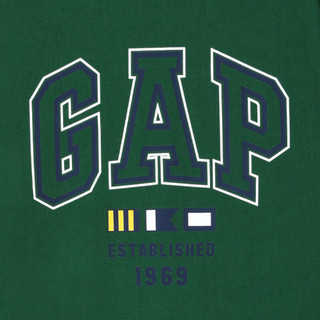 Gap 盖璞 男女款亲肤撞色logo印花短袖T恤 465443 绿色 XL
