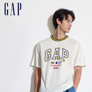 Gap 盖璞 男女款亲肤撞色logo印花短袖T恤 465443 白色 M