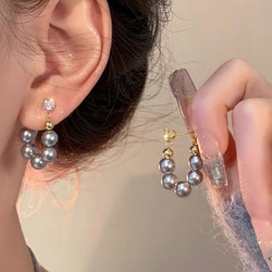 KOSE 高絲 法式復古珍珠耳釘女2024新款洋氣感耳圈輕奢氣質網紅耳環耳飾