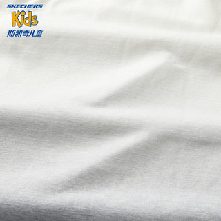 Skechers斯凯奇童装女童针织圆领短袖舒适透气儿童运动休闲T恤P224G013 信风灰/02N6 160cm