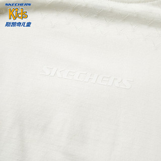 Skechers斯凯奇童装女童针织圆领短袖舒适透气儿童运动休闲T恤P224G013 信风灰/02N6 150cm