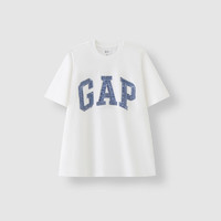 Gap 盖璞 男女款拼接字母logo短袖T恤 466766 白色 S