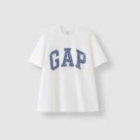 Gap 盖璞 男女款拼接字母logo短袖T恤 466766 白色 L