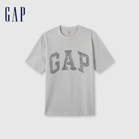 Gap 盖璞 男女款拼接字母logo短袖T恤 466766 灰色 XXXL