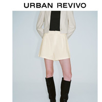 URBAN REVIVO 女士简约百搭基础休闲纯色宽松短裤 UWG640056 米白 S