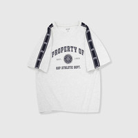 Gap 盖璞 男女款纯棉拼接织带logo短袖T恤 885847 白色 XL