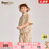 PawinPaw小熊童装24年夏季男童短袖工装风防衣晒套装 Beige米色/35 110