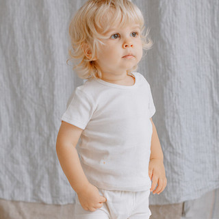 nest designs婴儿儿童T恤短袖包屁衣幼儿柔软纯棉透气新生儿薄款 白色（有机棉2件装） 52码（和尚衣款）