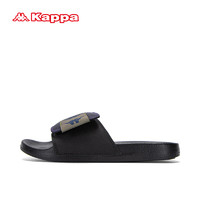 Kappa 卡帕 官方涼拖鞋男子沙灘鞋夏季戶外防滑魔術貼一字拖 黑色 44
