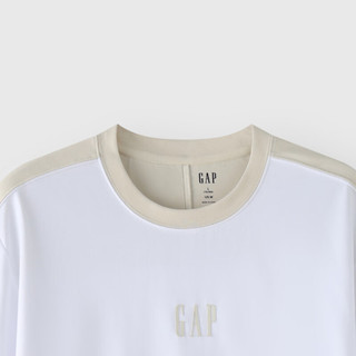 Gap 盖璞 男女款吸湿速干凉感拼色logo短袖T恤 464169 白色 XXL