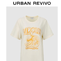 URBAN REVIVO 女装休闲撞色趣味印花短袖圆领T恤衫 UWU440076 米白 XS