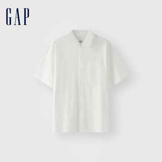 Gap 盖璞 男士纯色简约基础款百搭衬衫 464287 白色 M
