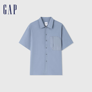 Gap 盖璞 男士纯色简约基础款百搭衬衫 464287 蓝灰色 XL
