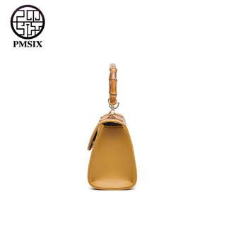 PmSix母亲节实用非遗真丝女包复古国风竹节旗袍包中年手提包 金黄色竹子-礼盒款