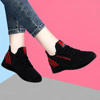 Tasidi-G新款飞织网面运动鞋女士时尚韩版休闲椰子鞋 550-三条黑红 36