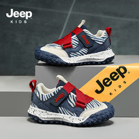 Jeep 吉普 儿童运动鞋2024春季网面透气男童6-12岁跑步鞋 深蓝红38 38（适合脚长23.6cm）