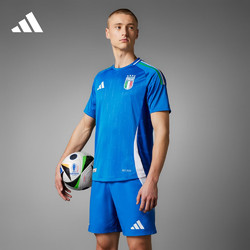 adidas 阿迪達斯 意大利隊主場球員版足球運動短袖球衣男裝夏季阿迪達斯官方 藍 L