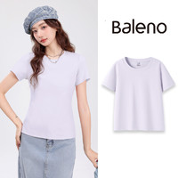 Baleno 班尼路 绿色圆领短袖T恤女夏季2024新款爆款小个子辣妹修身上衣女
