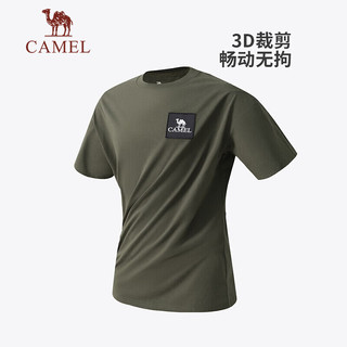 骆驼（CAMEL）户外速干T恤男女快干弹力圆领宽松休闲短袖A13BAVaV058 幻影黑(男女同款)