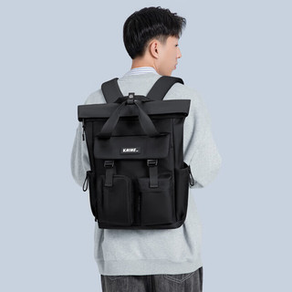 第九城（V.NINE）双肩包大容量男士运动背包15.6英寸笔记本电脑包中大书包女生户外旅行商务出差包 曜石黑